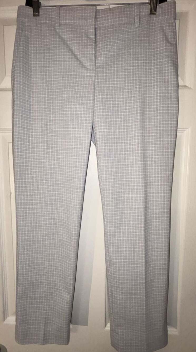 Ann Taylor Petite Gray White Plaid Straight Leg Dress Pants Size 4P